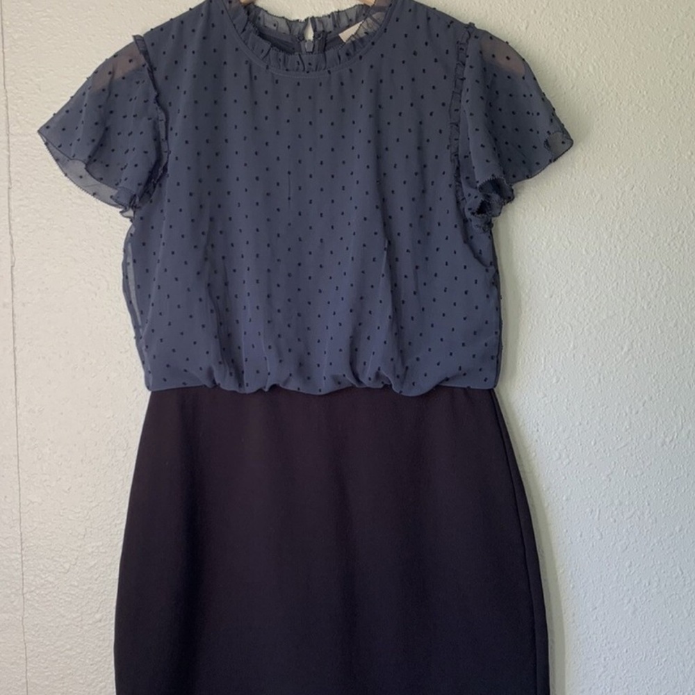 Loft Women's Navy Dot Chiffon Top Sheath Dress